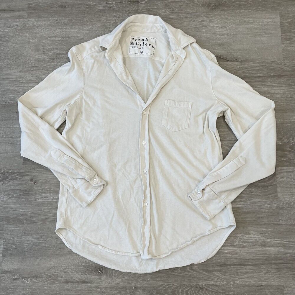 Frank & Eileen Tee Lab Cotton Pocket Button Up Shirt in Off White Size XS